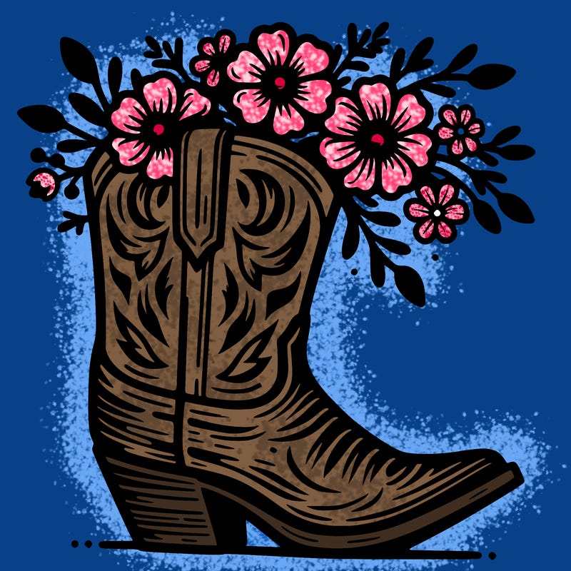cowboy boot with flowers coming out the top