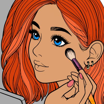 a realistic girl doing her makeup