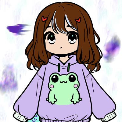 girl wearing frogging sweatshirt