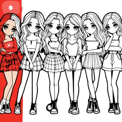 a group of girls realistic