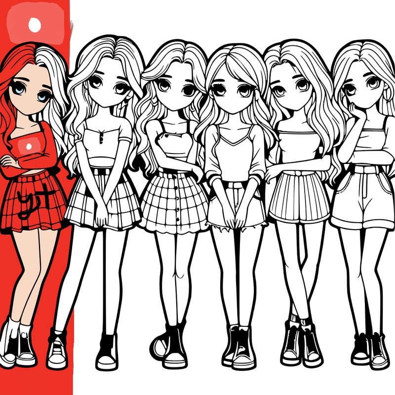 a group of girls realistic