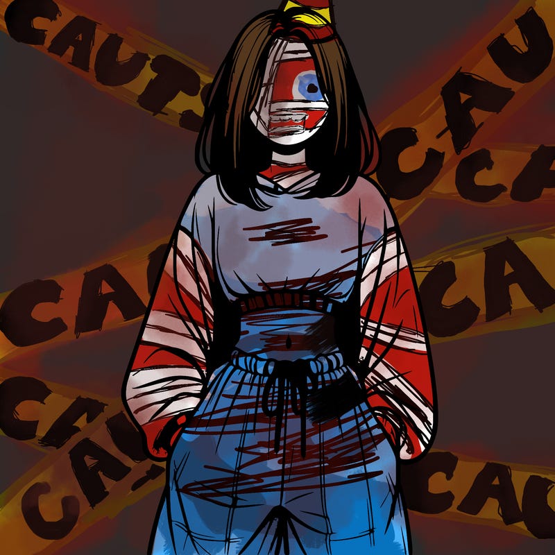 realistic girl faceless with baggy pants and a crop top