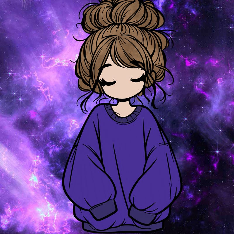 girl with baggy sweatshirt and messy bun