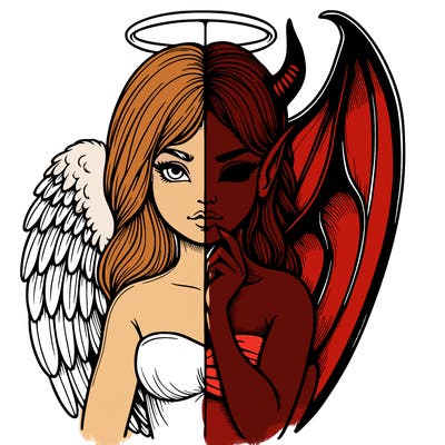 realistic angel half demon