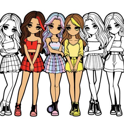 a group of girls realistic