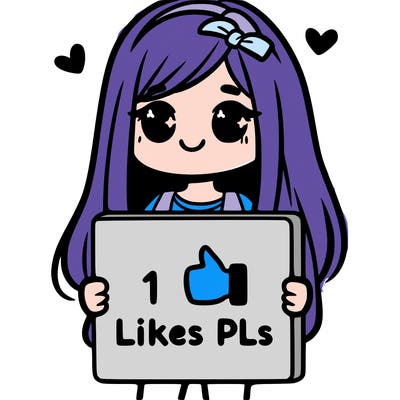 girl holding a sign saying 10 likes pls