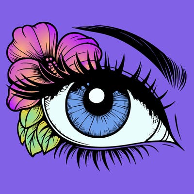 realistic eye with flower