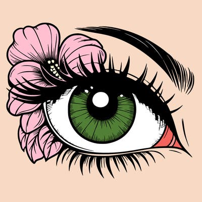 realistic eye with flower