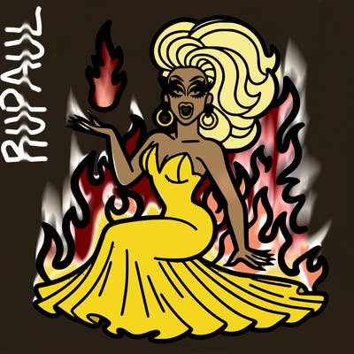 drag queen on fire