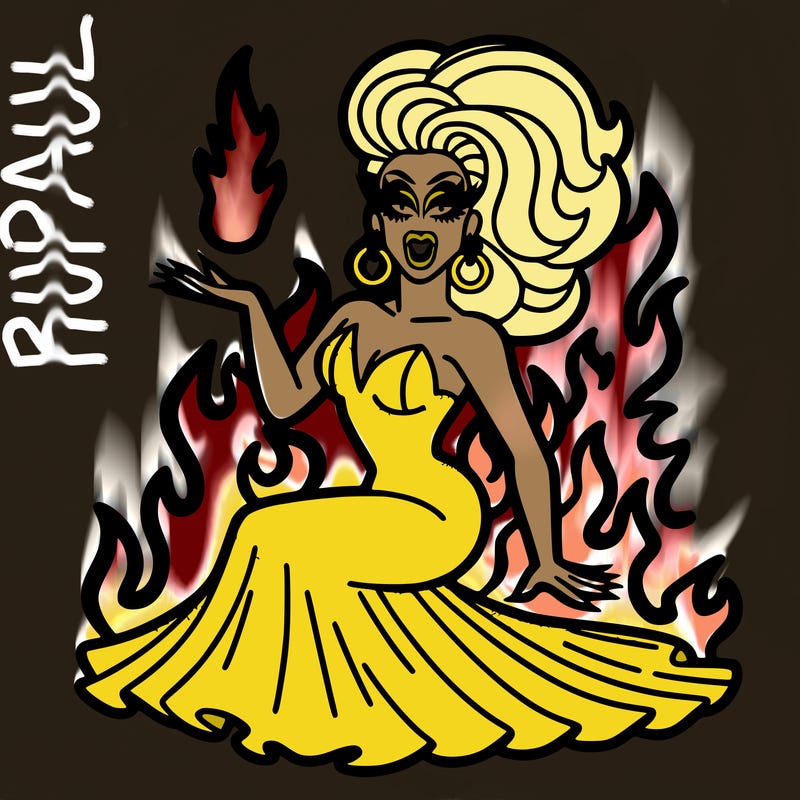 drag queen on fire