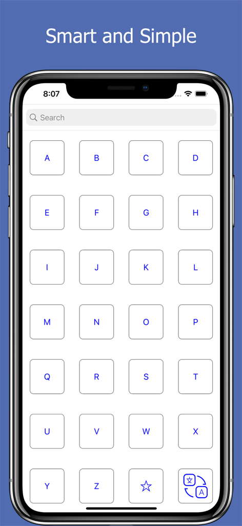 Dream Interpretation & Meaning - 꿈 해석 및 의미 앱에서 꿈의 상징을 검색하고 탐색하기 위한 알파벳 그리드