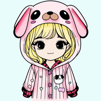 realistic girl in dog pjs