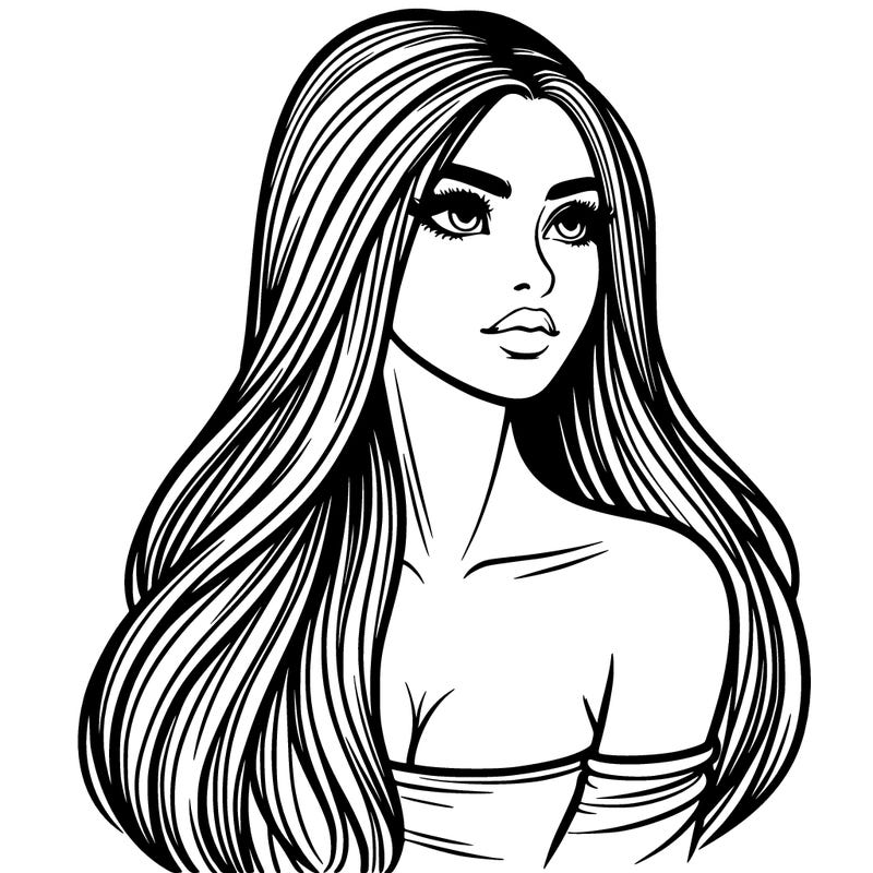 realististic girl long hair