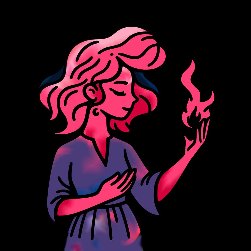 woman with fire