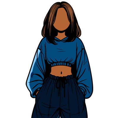 realistic girl faceless with baggy pants and a crop top