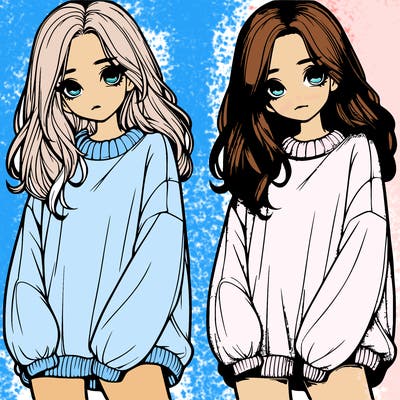 realistic girl with baggy sweater