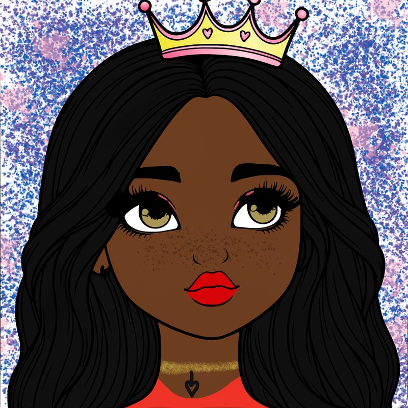 a realistic girl with a crown on