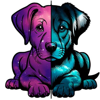 realistic dog split picture