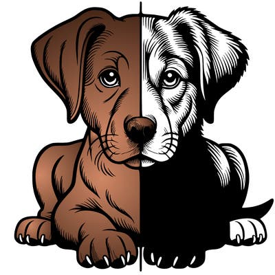 realistic dog split picture