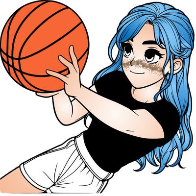 realistic girl playing basketball