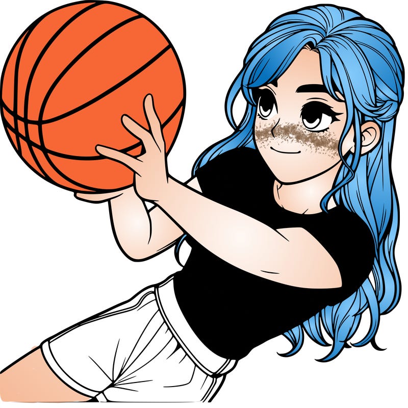realistic girl playing basketball