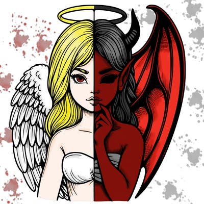 realistic angel half demon