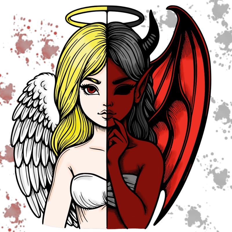 realistic angel half demon