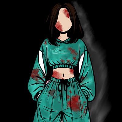 realistic girl faceless with baggy pants and a crop top