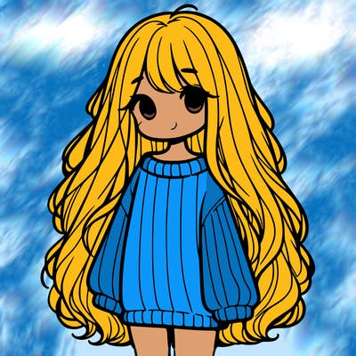girl with long hair wearing a oversized sweater