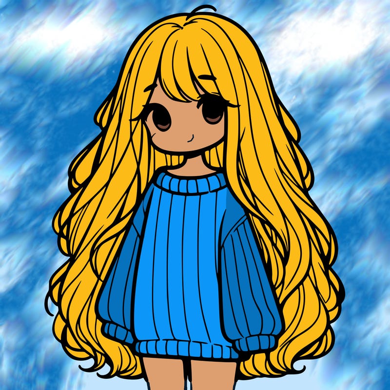 girl with long hair wearing a oversized sweater