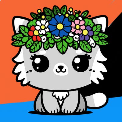 cat with a flower crown