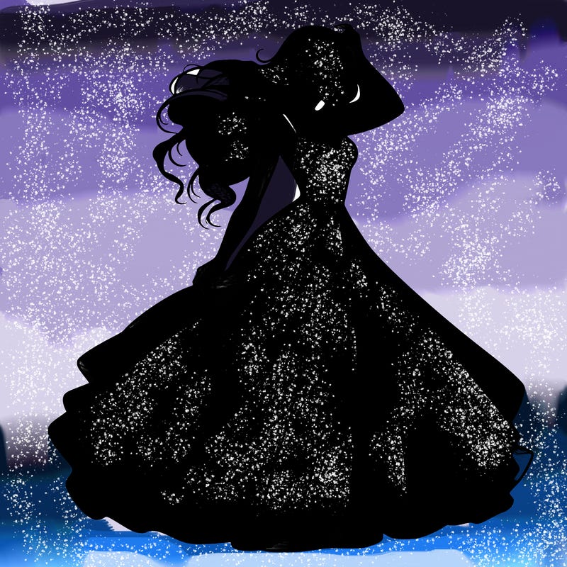 realistic woman with dress flowing in the wind