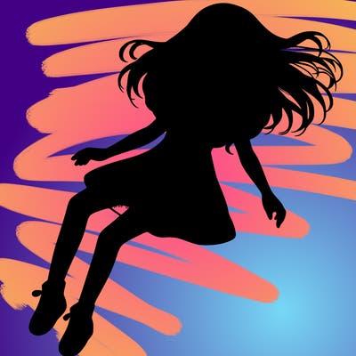 realistic girl floating