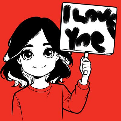 realistic girl holding up a sign