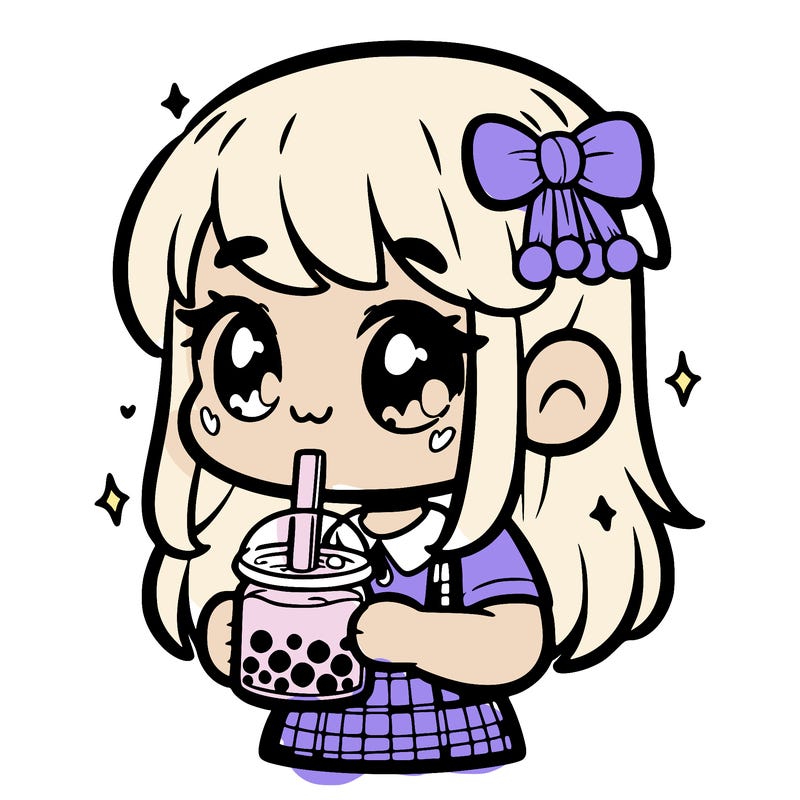 a cute girl drinking boba