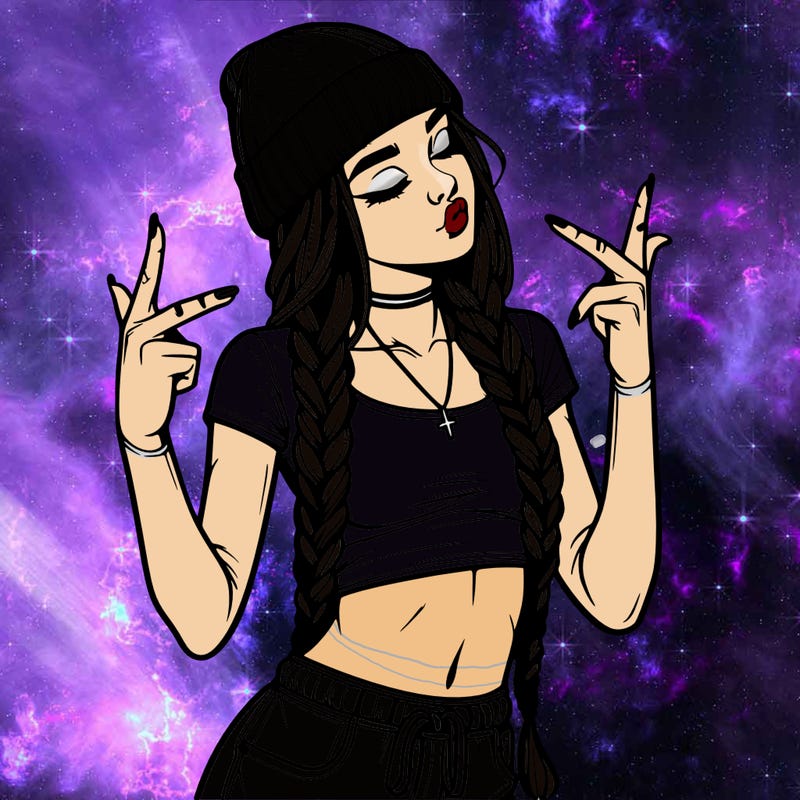 realistic teenage girl with braids and a beanie and crop top doing 🫶🏼