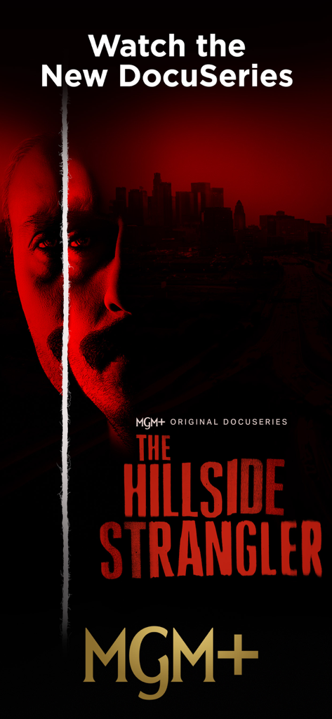 Banner promozionale della docuserie originale MGM Plus The Hillside Strangler.