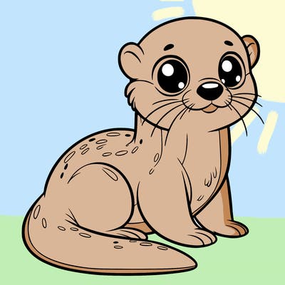 otter, big eyes, full body