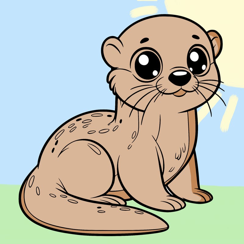 otter, big eyes, full body