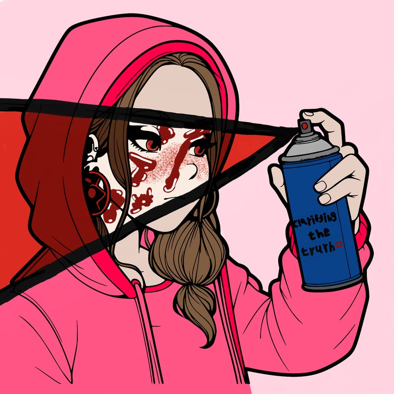 a realistic girl, spray painting