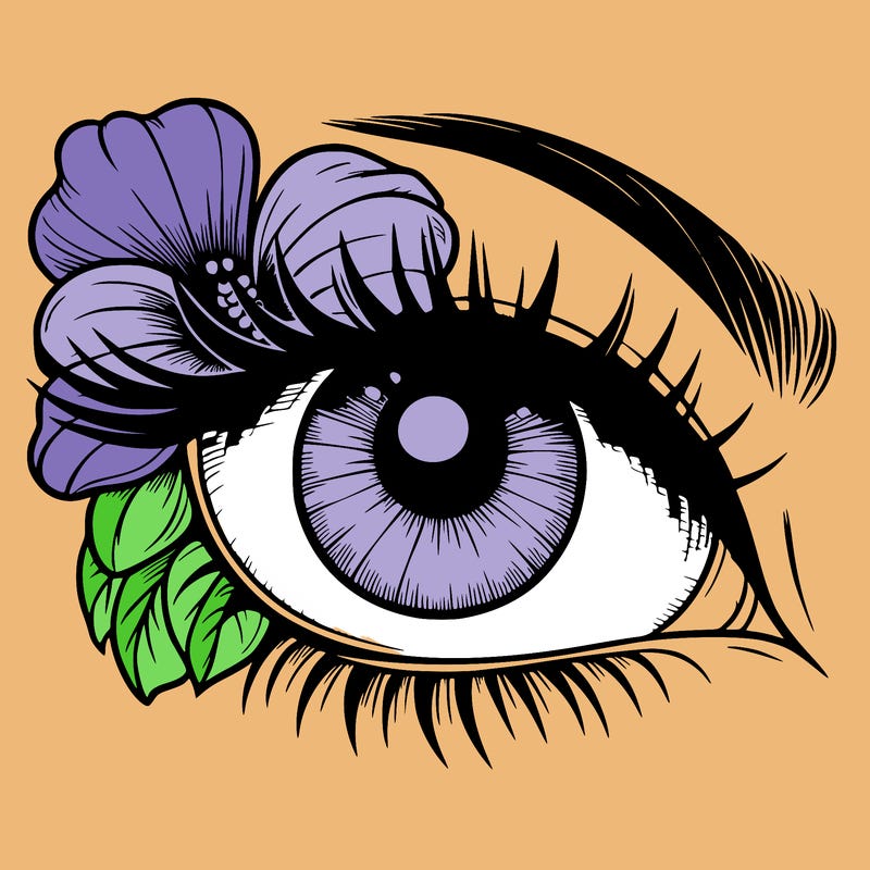 realistic eye with flower