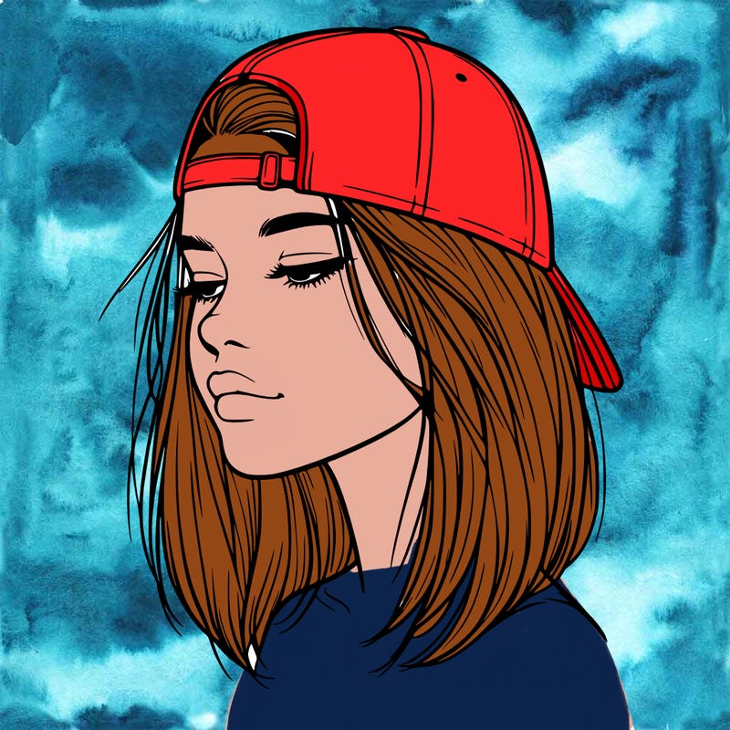 realistic  girl with a backwards hat