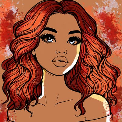 realistic girl with wavy hair and lips