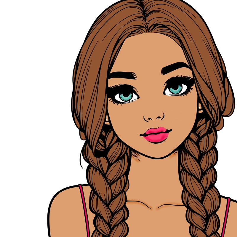 realistic girl with braids