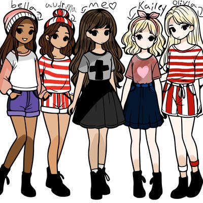 a group of five girls