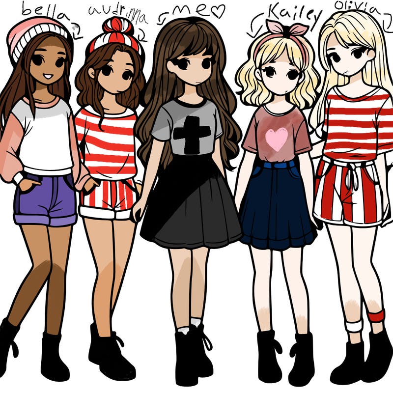 a group of five girls