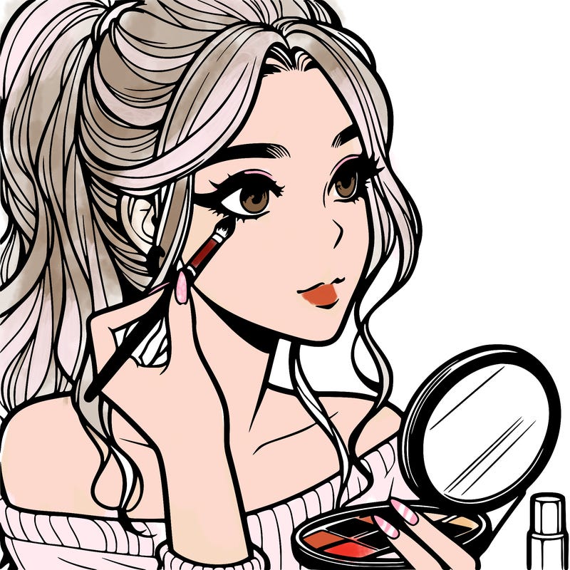 a realistic girl doing her makeup