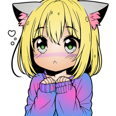 shy anime catgirl