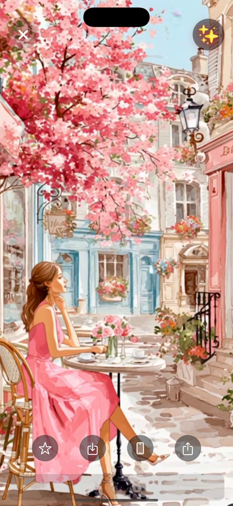 Girly Vibes Backgrounds - Aesthetic pink illustration of a girl at an outdoor cafe with cherry blossoms