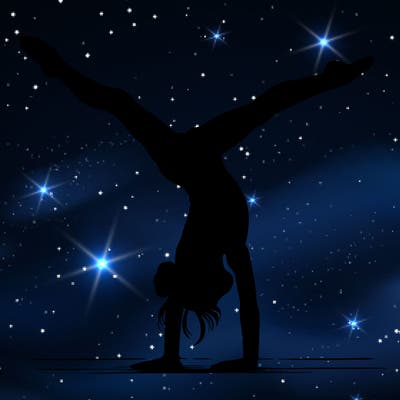 realistic gymnastic hand stand girl in four splits